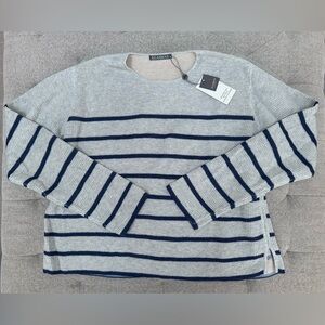 NWT ALASHAN COTTON CASHMERE PLAITED REVERSIBLE STRIPE PULLOVER SIZE XL